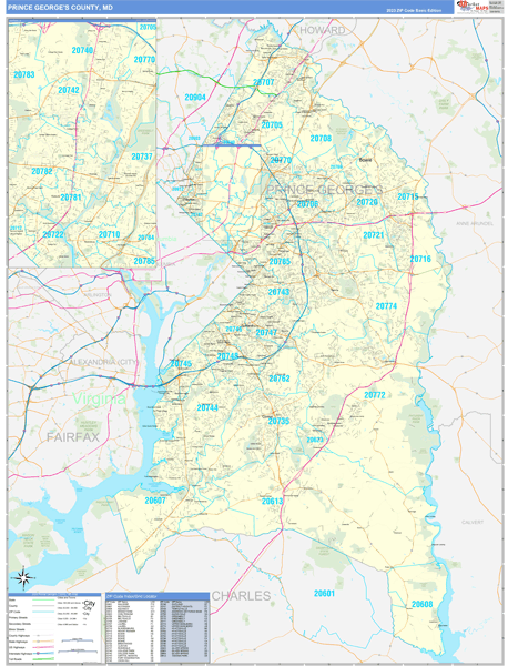 Prince George's County, MD Zip Code Map